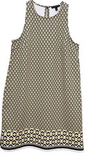 Banana Republic Women's Sleeveless Shift Dress Yellow Diamond/Geo Pattern Medium