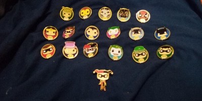 Funko Pop Pins: Marvel, DC Comics -- Lot of 18 - Batman, Iron Man, Deadpool