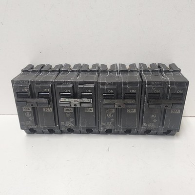 4, General Electric E11592 Blk Removable Double Pole Circuit Breaker 120/240 VAC
