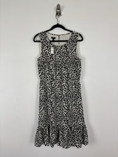 Nwt Talbots Leopard Fit & Flare Flounce Hem Dress Women Size 10P Black Beige