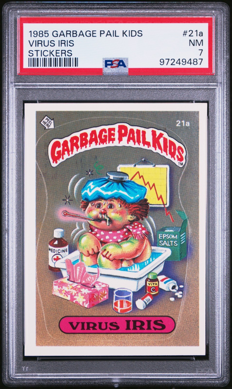 1985 Topps OS1 Garbage Pail Kids Series 1 Virus Iris 21a Matte Card PSA 7 NM