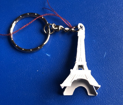White 3D Eiffel Tower Keychain Paris France Souvenir Metal Key Ring Travel Gift.