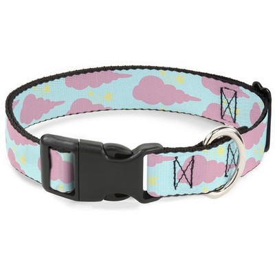 Plastic Clip Collar Cloudy/Starry Sky Aqua/Pink/Yellow NARROW-Large  (US IMPORT)