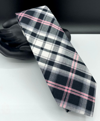 The Tie Bar Men's 100% Cotton Tie ~ Black & Pink ~ Plaids ~ Hand Made!