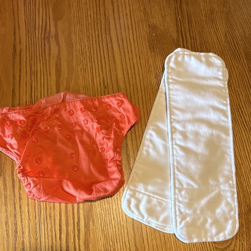 Pink Polyester Solid Cloth Diaper Cover with White Insert Pad