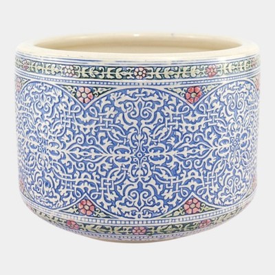 Weller Zona 1920s Vintage Art Pottery Blue Floral Ceramic Jardiniere Planter