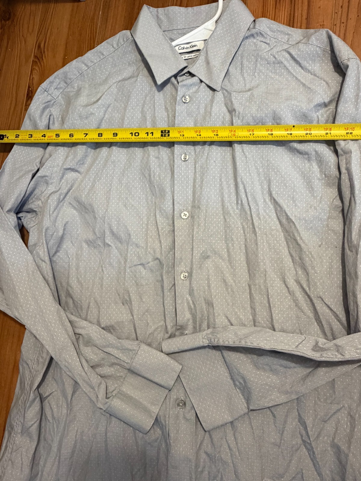 Calvin Klein Gray Micro Dot Button Down Shirt Cot… - image 3