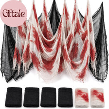 6Pcs Halloween Creepy Cloth 30 72Inch, Scary Halloween Fabric Gauze, 2Pcs Blood