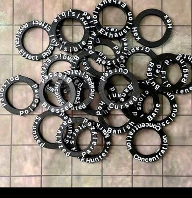 D&D Zustand Ringe Set 24 Schwarz RPG Status Marker Dungeons Dragons