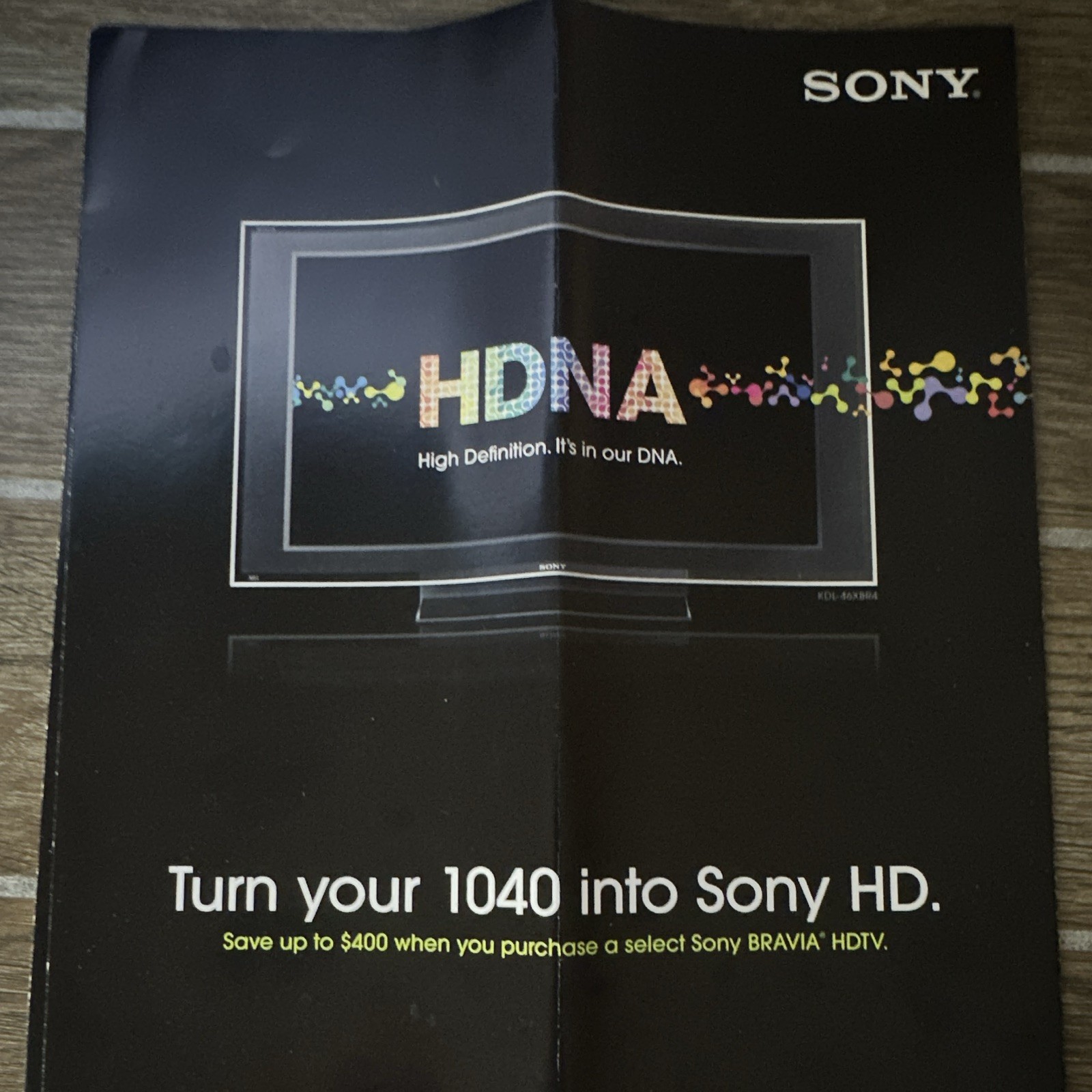 Sony Bravia Ad Brochure Vintage Original