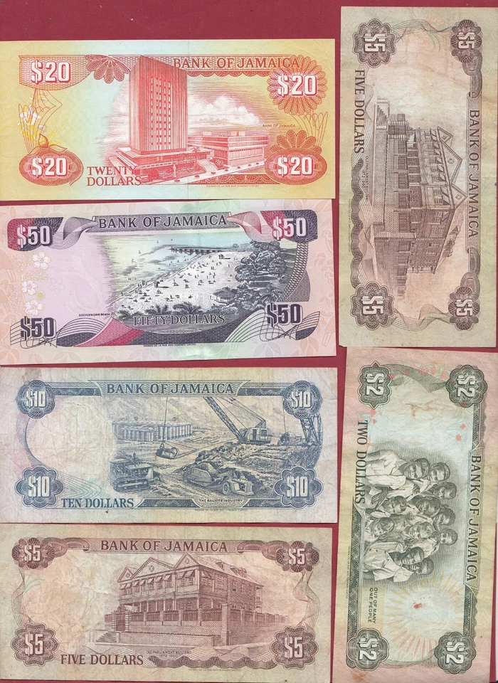 Jamaïque lot 6 billets 2 en UNC/NEUF et 4 en TTB (15) - Photo 2/2