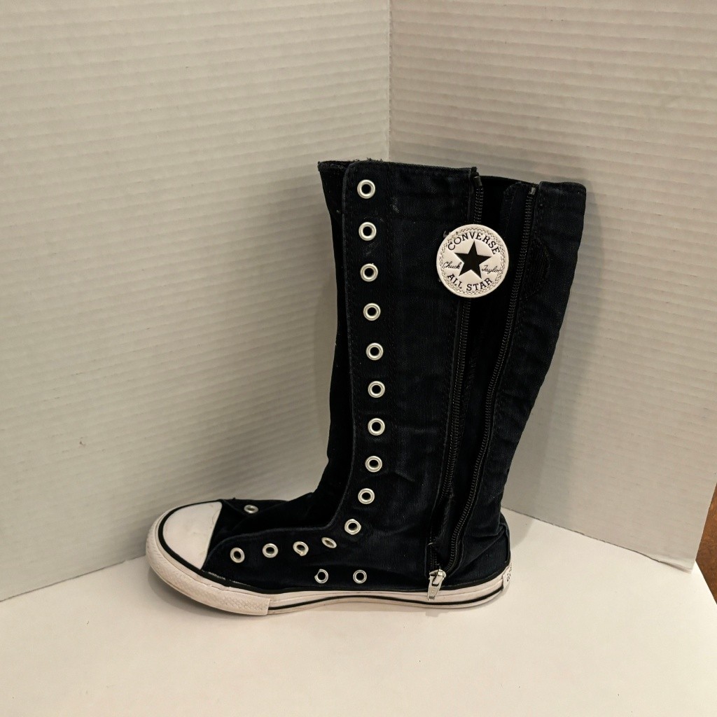 Converse Chuck Taylor All Star XX Hi Knee High Black Boots Youth Size 3 No Laces thumbnail 6
