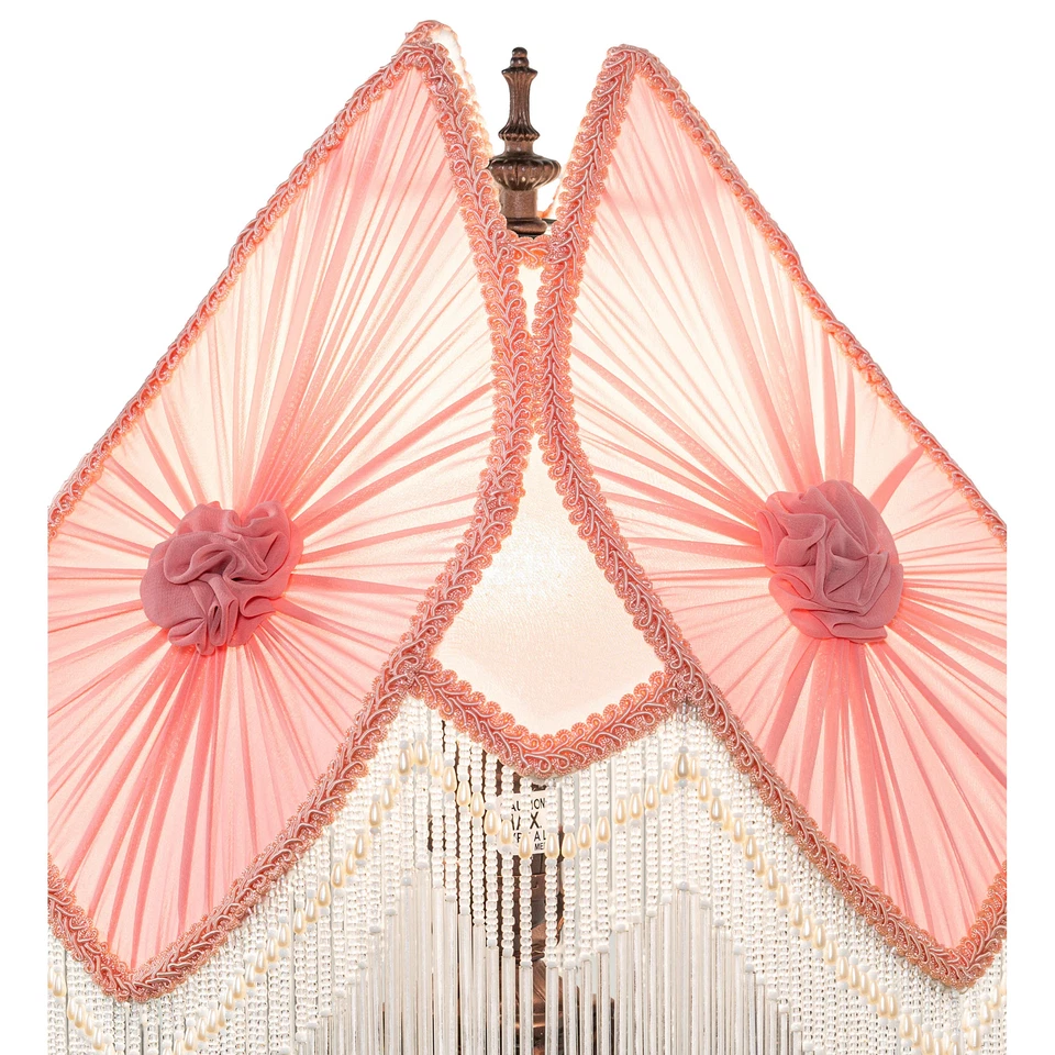 26 pulgadas Lámpara de acento Pontífice rosa de tela y flecos Foto 2 de 4