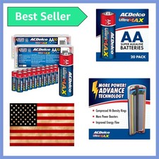 UltraMAX 20 AA Alkaline Batteries - 10- Shelf Life - No Mercury or Cadmium