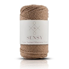 Sensy Premium Macrame Cord 3mm 100 Cotton 245 Feet 3 Strand Twisted Latte