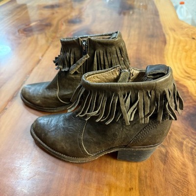 Allsaints Women's Boots Leather Fringe Bootie 38  7 Zip Bonny Valley