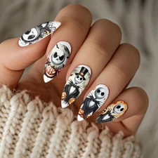 Jack Skellington Halloween Nail Decals Clear Water Transfer Nail Wraps