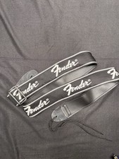 Genuine Fender 2" Wide Black Leather/Nylon Adjustable Guitar Strap
