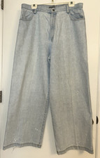 VTG 80's USA Wide Leg Acid Wash Denim Jeans Women's size 18 High Rise Dungarees