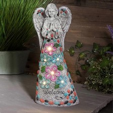 Solar Angel Garden Ornament LED Light Resin Statue Outdoor Decor