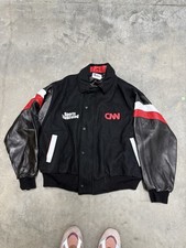 cnn sports illustrated employee wool leather jacket 1990s Ashley NWOT Large