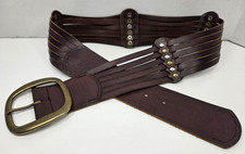 Fossil Woman's Genuine Leather Belt Brown with Brass Buckle 38.5"L x 2.25"W