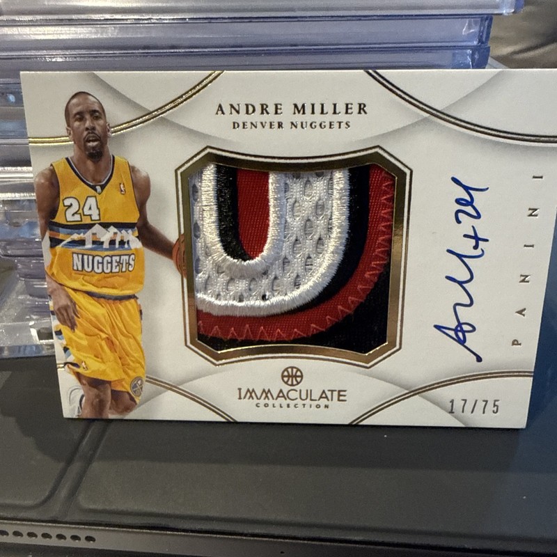 2012-13 Immaculate Andre Miller Nuggets GU 3-Color Jersey Patch AUTO 17/75