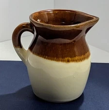 Vintage Brown Tan Stoneware Roseville Creamer Pitcher 4.5" T  12oz Vase Decor 