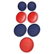 Pyrex 7 Blue and Poppy Red BPA-free Plastic Replacement Lids