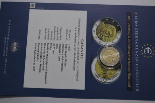 🧭 🇫🇷 FRANCE 2 EURO 2016 BIMETAL François Mitterrand WITH COA B79 #226 CG27