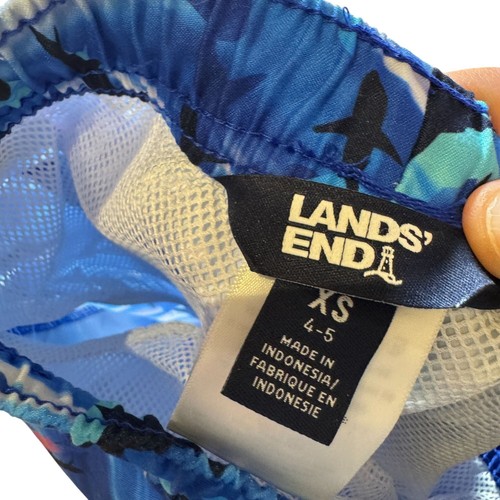 Lands End Printed Volley Shark Swim Trunks Boys' Size XS Blue & Black NWOT! - Picture 4 of 5