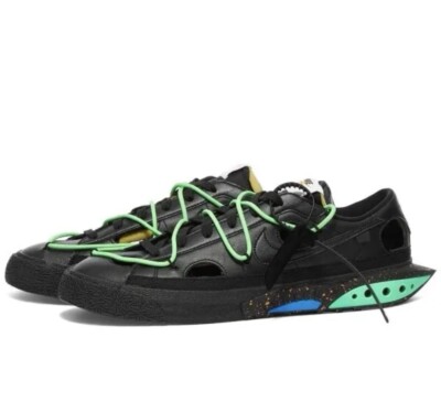 Nike Blazer Low '77 Off White 'Electro Green/Black' Herren UK Größe 4 EU 36,5 Paket