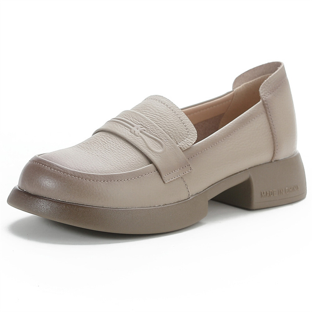 Women's Cow Leather Vintage Shoes Thick Bottom Causal Slip Women's Cow Leather Vintage Shoes Thick Bottom Causal Slip