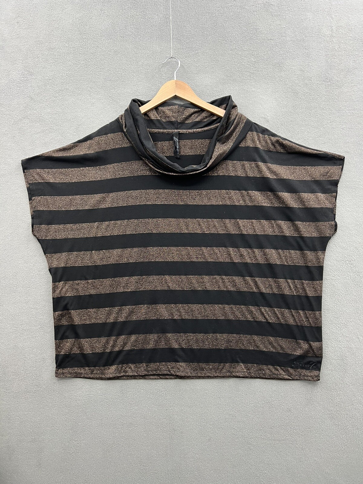 Vintage Seven 7 Womens 22/24 Black Bronze Metallic Striped Blouse