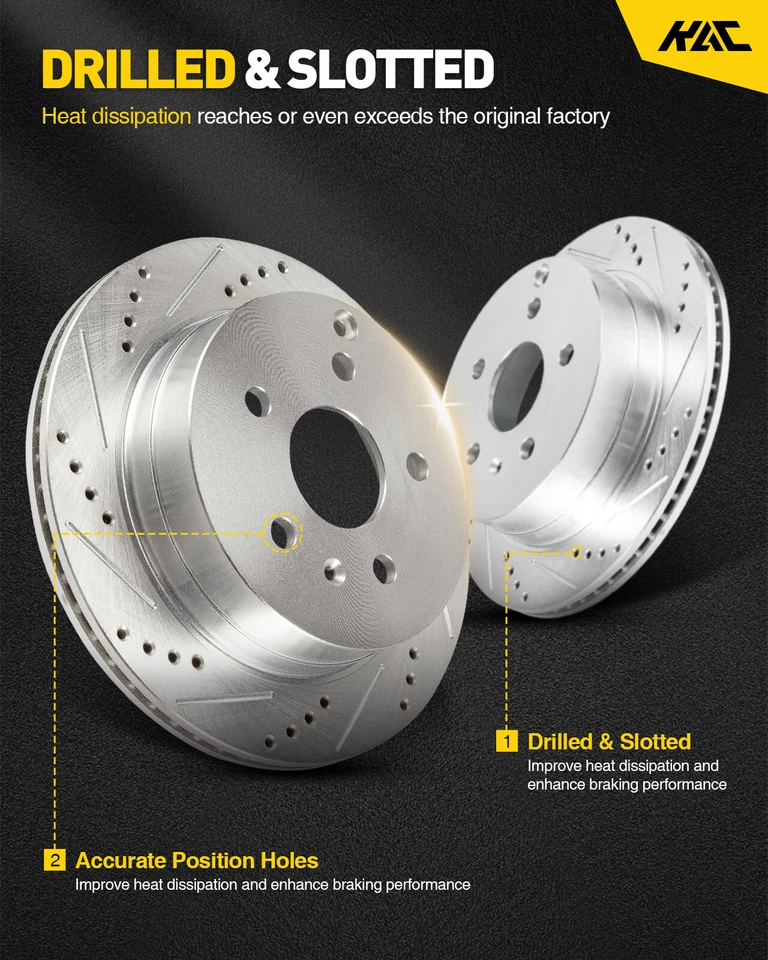 Drilled Rotors Ceramic Brake Pads Front For 2011 12-2014 Ford Explorer 2.0/3.5L - Image 3 of 4