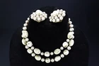 Vintage Costume Jewelry Double-Strand Necklace & Clip-Earring Set W. Germany