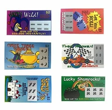 FAKE LOTTERY TICKETS- 100 TICKETS  6 Assorted Designs FREE SHIPPING USA SELLER