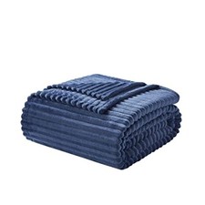Navy Throw Blanket for Couch - Fuzzy Blankets Throw/Travel 50"x60" 01 - Navy