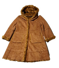 Giorgio Sant'Angelo Winter Mantel Velour Parka Gr.42 warm braun fell kapuze