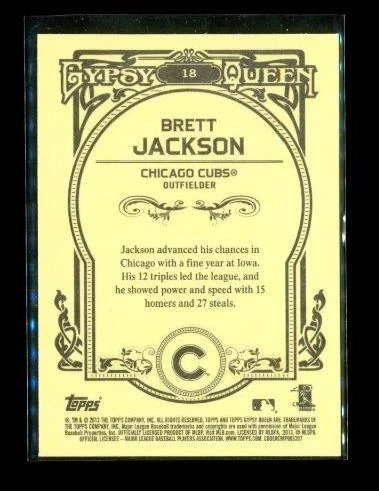 2013 TOPPS GYPSY QUEEN Baseball Trading Card #18 BRETT JACKSON Chicago Cubs - Image 2 of 2