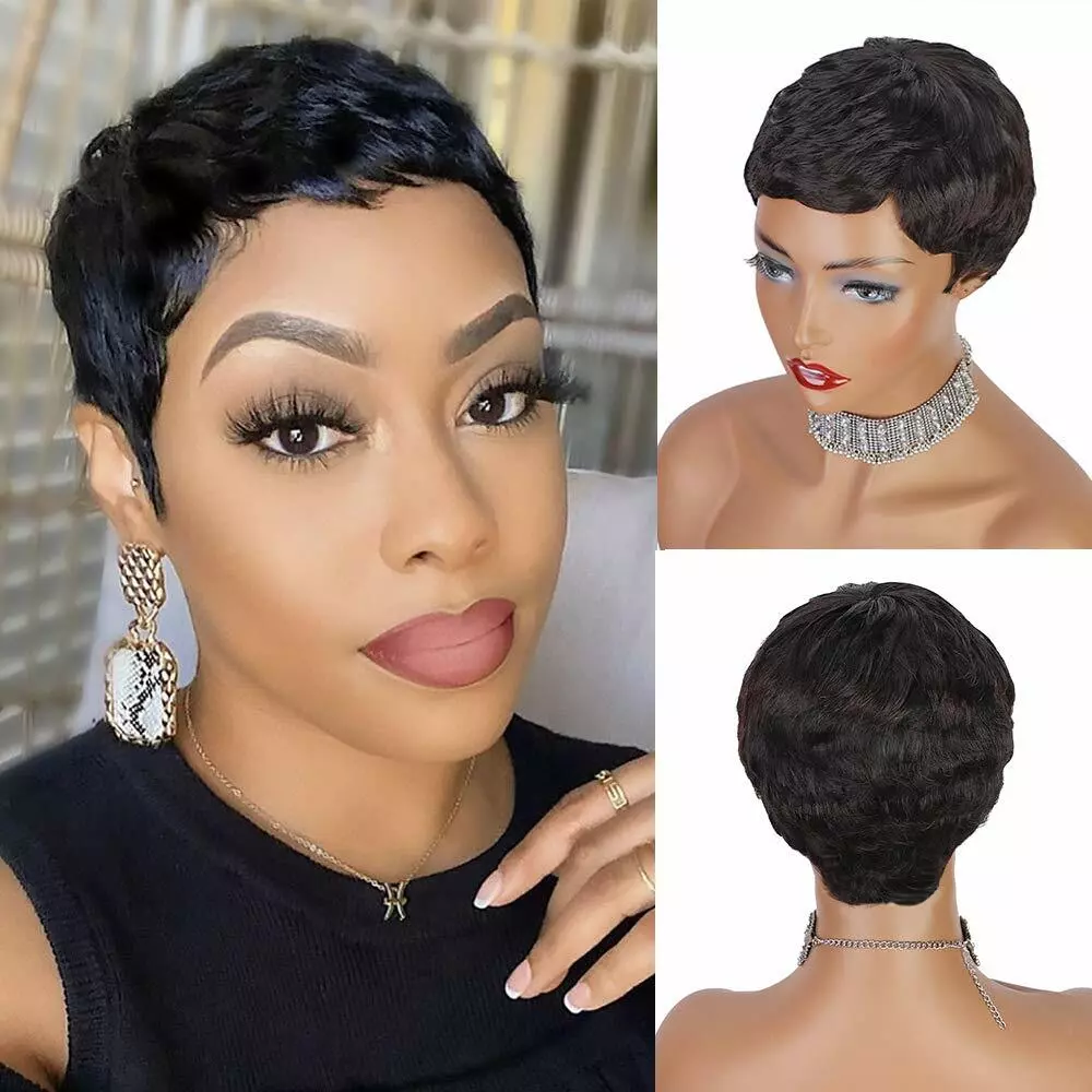 Human hair pixie wigs sale for african american