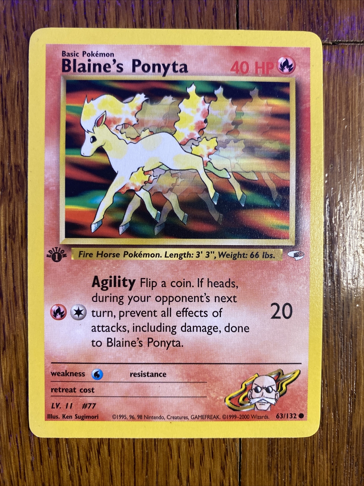1st Edition Blaine’s Ponyta 63/132 - Gym Heroes - Near Mint