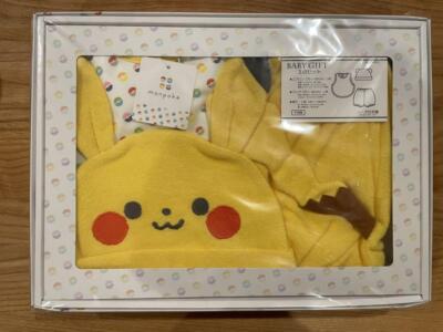 NEW Pokemon Pikachu Monpoke Newborn Baby Clothes Gift Set Cap Bib