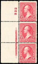 US Stamps # 267 MNH F-VF Strip Of 3 With Imprint