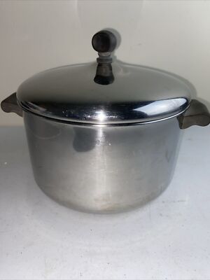 VTG Farberware Aluminum Clad Stainless Steel 4 Qt Stock Pot Pan With Lid USA