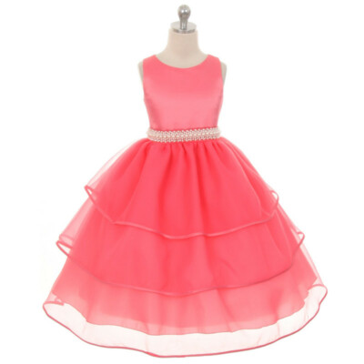 CORAL Size 14 Flower Girl Dress Wedding Party Bridesmaid Formal Birthday