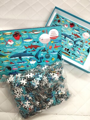Ocean Life Jigsaw Puzzle 1000 Pieces Fish Seahorse Shark Ray Marine