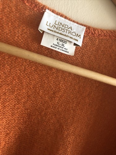 LINDA LUNDSTROM 1L-3L Canada Open Drape Orange Cardigan Poncho Sweater Top - Picture 3 of 9