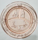 Vintage Margery Daw See Saw Pink Depression Glass Children's Divided Plate VGC