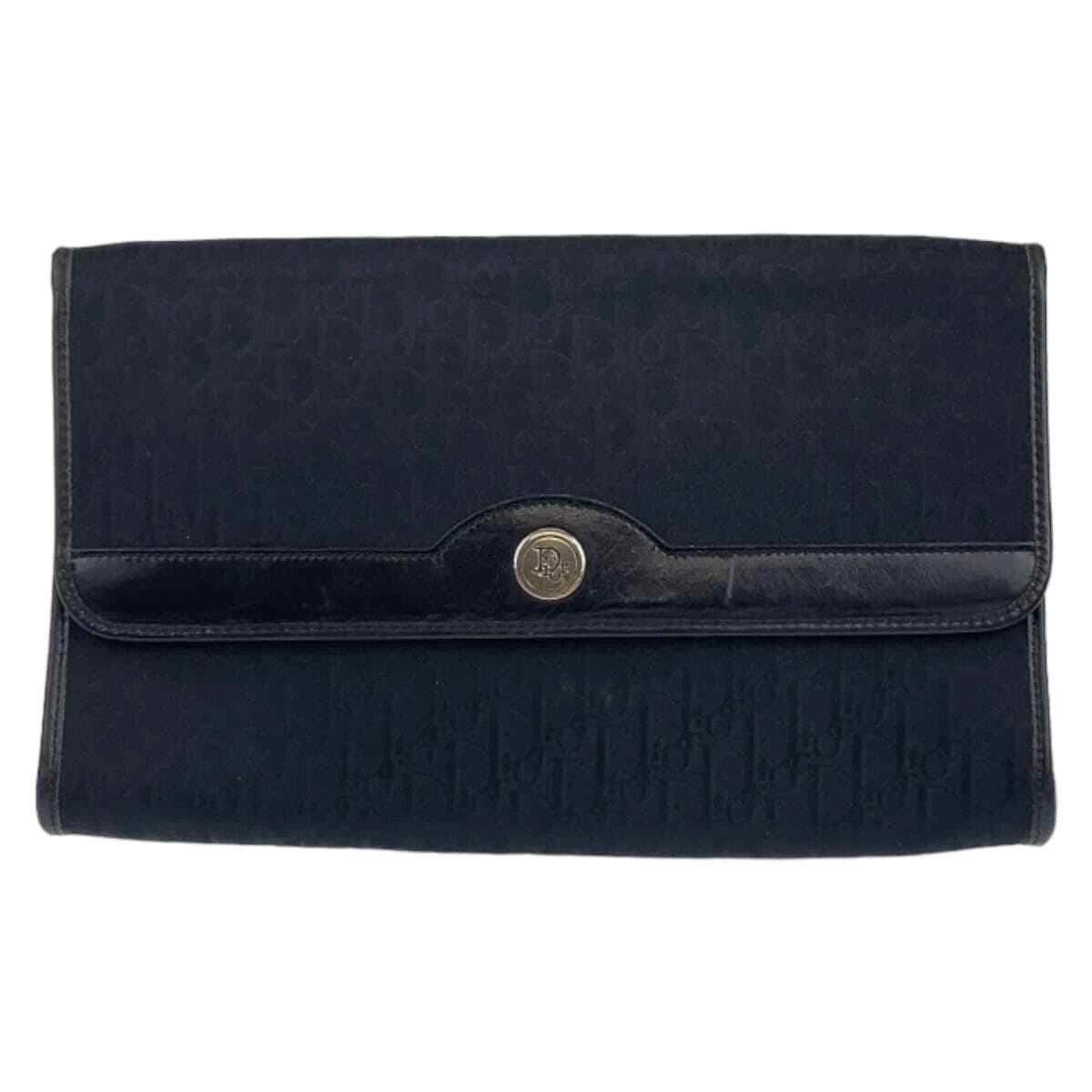 Sac pochette Dior vintage trotteur chaîne noir or quincaillerie toile